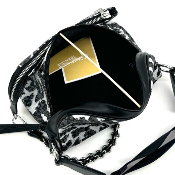 Michael Kors Medium Slater Sling Pack Chain Messenger Crossbody Bag Black Multi - Picture 7 of 11